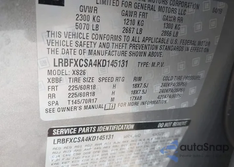 2019 Buick Envision Fwd Essence from USA, damaged, VIN LRBFXCSA4KD145131